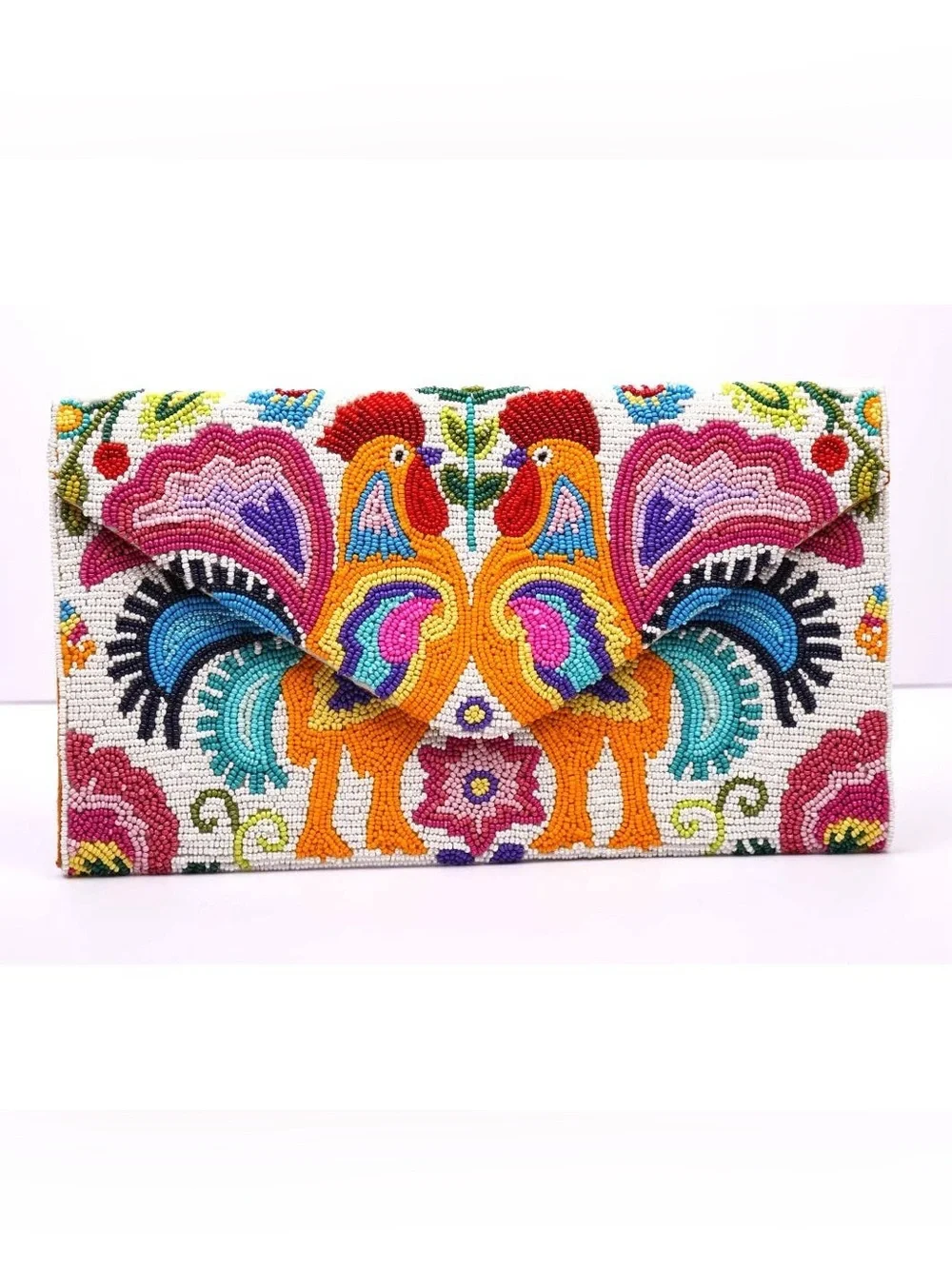 Rooster Chicken Intricate Hand Crafted High Quality Beaded Crossbody Clutch